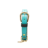 Нашийник за куче FLORENZE Acqua Turquoise от естествена кожа