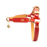 Нагръдник за куче FLORENZE Poppy Red от естествена кожа