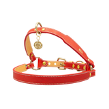 Нагръдник за куче FLORENZE Poppy Red от естествена кожа
