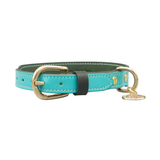 Нашийник за куче FLORENZE Acqua Turquoise от естествена кожа