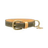 Нашийник за куче FLORENZE Olive Green от естествена кожа