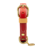 Нашийник за куче FLORENZE Poppy Red от естествена кожа
